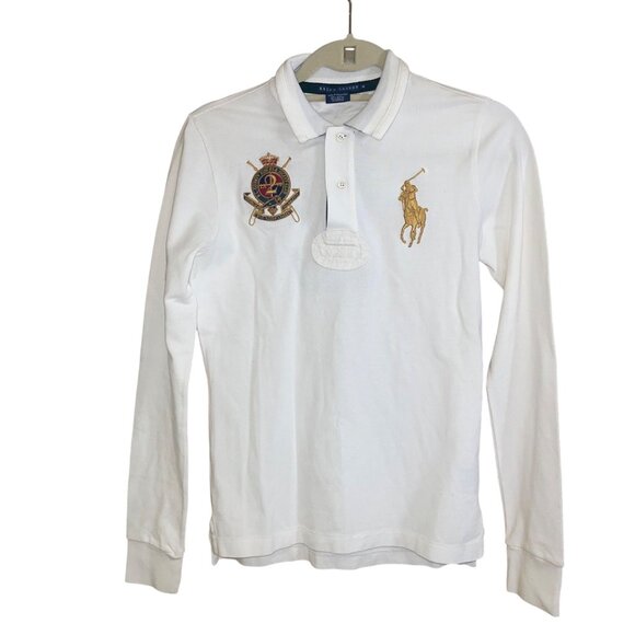 Polo Ralph Lauren Mens Polo Shirt Size Medium White Big Pony No 2 Horse Rare - Picture 1 of 10